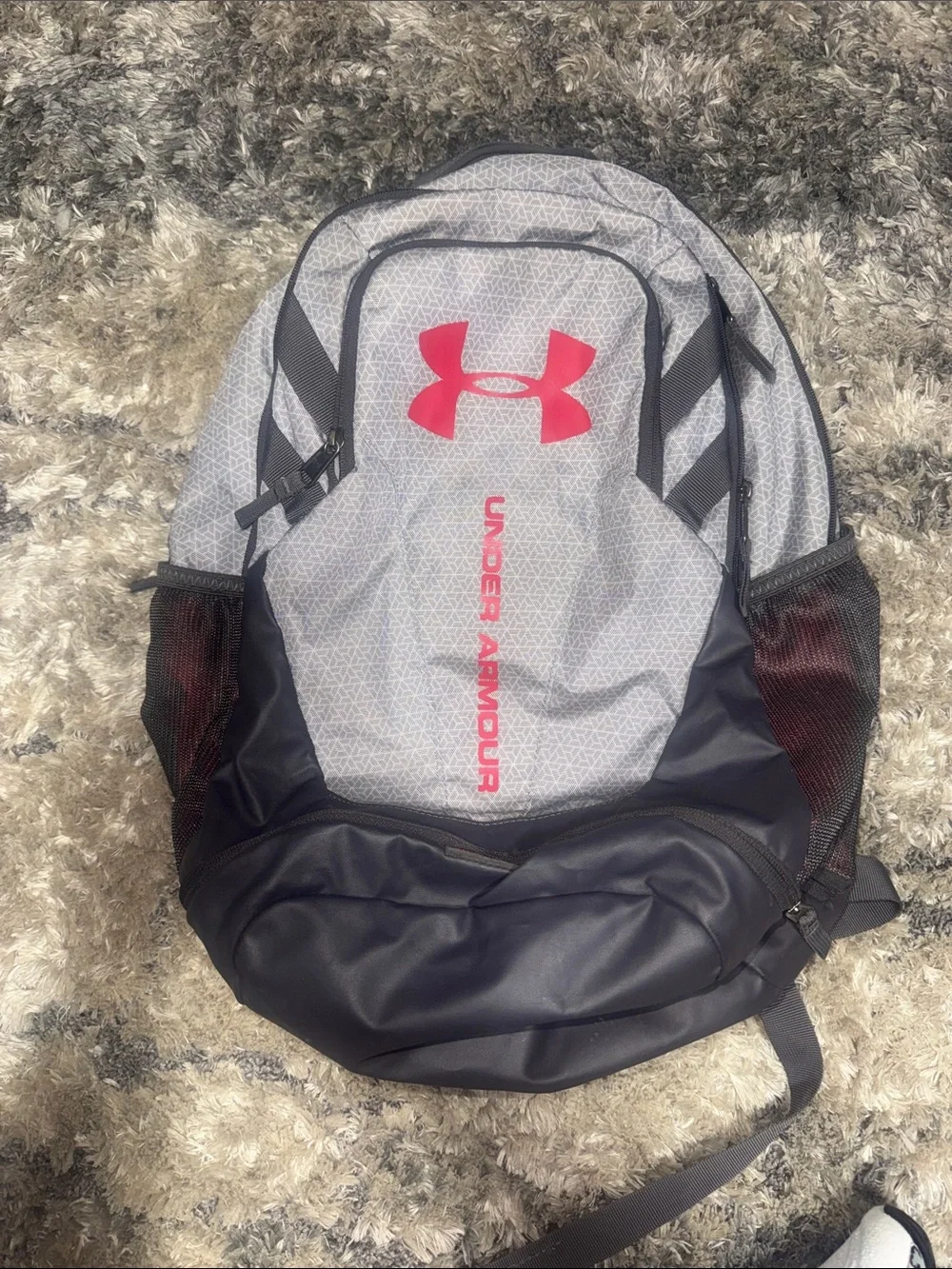 Under Armour Gray Backpack with Red Logo
